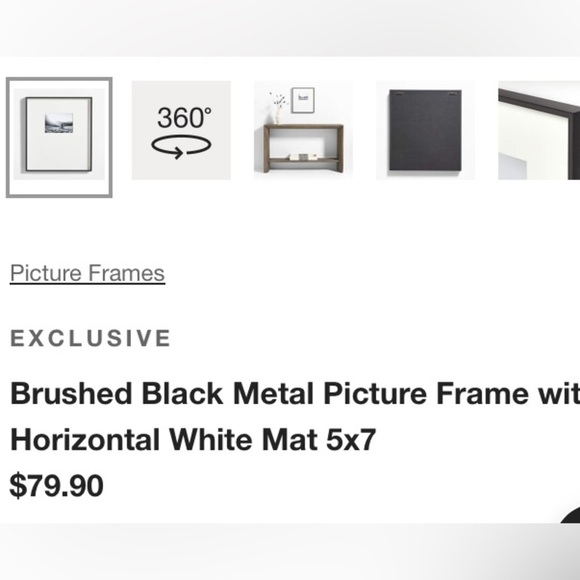 Crate&Barrel Black brush metal shadow box picture frame 5x7 new - Picture 4 of 4